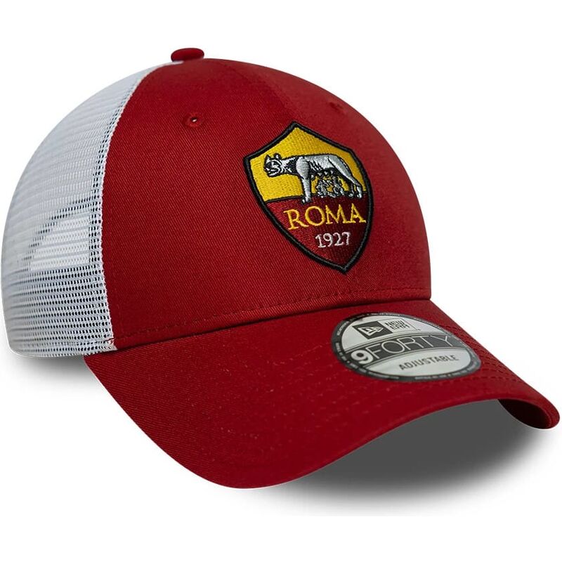 new-era-9forty-league-associazione-sportiva-roma-serie-a-red-and-white-adjustable-trucker-hat new-era-9forty-league-associazione-sportiva-roma-serie-a-red-and-white-adjustable-trucker-hat