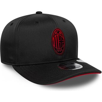 New Era Curved Brim Red Logo 9SEVENTY Stretch Snap FW Poly AC Milan Serie A Black Snapback Cap