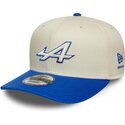 new-era-curved-brim-9seventy-stretch-snap-contrast-visor-alpine-f1-team-formula-1-beige-and-blue-snapback-cap