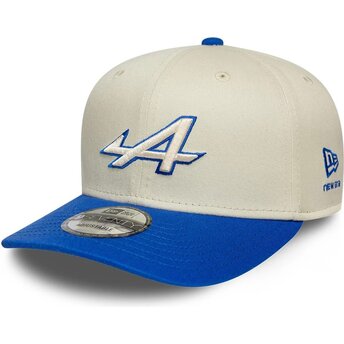 New Era Curved Brim 9SEVENTY Stretch Snap Contrast Visor Alpine F1 Team Formula 1 Beige and Blue Snapback Cap