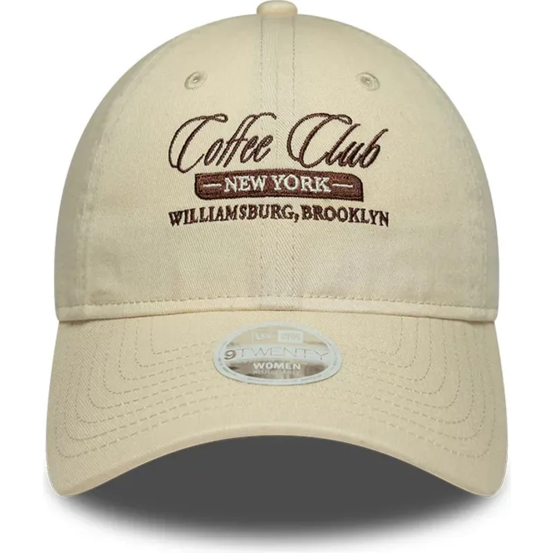 new-era-curved-brim-women-9twenty-coffee-club-beige-adjustable-cap