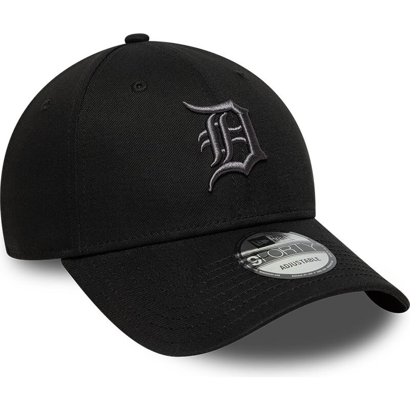 new-era-curved-brim-grey-logo-9forty-league-essential-detroit-tigers-mlb-black-adjustable-cap