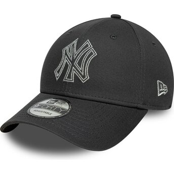 New Era Curved Brim 9FORTY Metallic Outline New York Yankees MLB Grey Adjustable Cap
