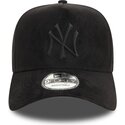 new-era-curved-brim-black-logo-e-frame-faux-suede-new-york-yankees-mlb-black-snapback-cap