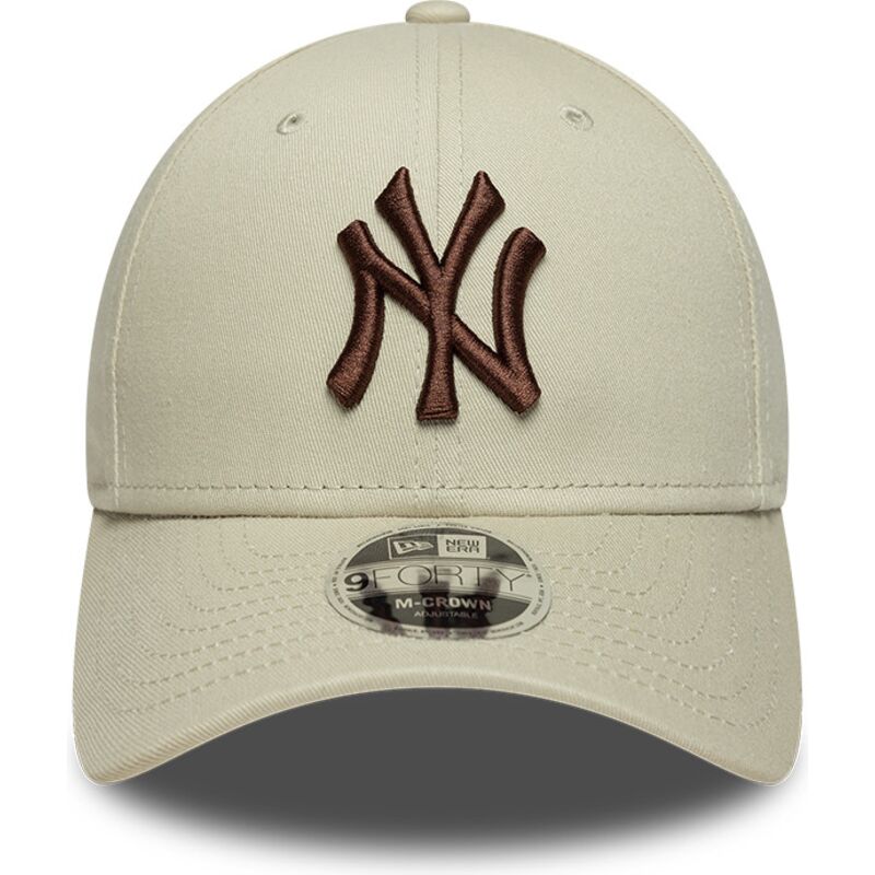 new-era-curved-brim-brown-logo-9forty-m-crown-new-york-yankees-mlb-beige-snapback-cap