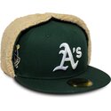 new-era-flat-brim-59fifty-dogear-world-series-oakland-athletics-mlb-green-fitted-cap