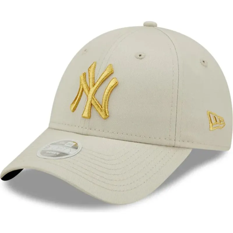 new-era-curved-brim-women-golden-logo-9forty-metallic-logo-new-york-yankees-mlb-beige-adjustable-cap new-era-curved-brim-women-golden-logo-9forty-metallic-logo-new-york-yankees-mlb-beige-adjustable-cap