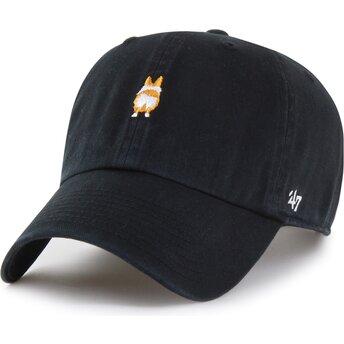 47 Brand Curved Brim Clean Up Base Runner Icon Dog Black Adjustable Cap