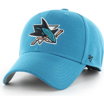 47 Brand Curved Brim MVP Dark Teal San Jose Sharks NHL Blue Adjustable Cap