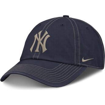 Nike Curved Brim Fathers Day Club Unstructured Organic Cotton New York Yankees MLB Navy Blue Adjustable Cap with Beige Logo