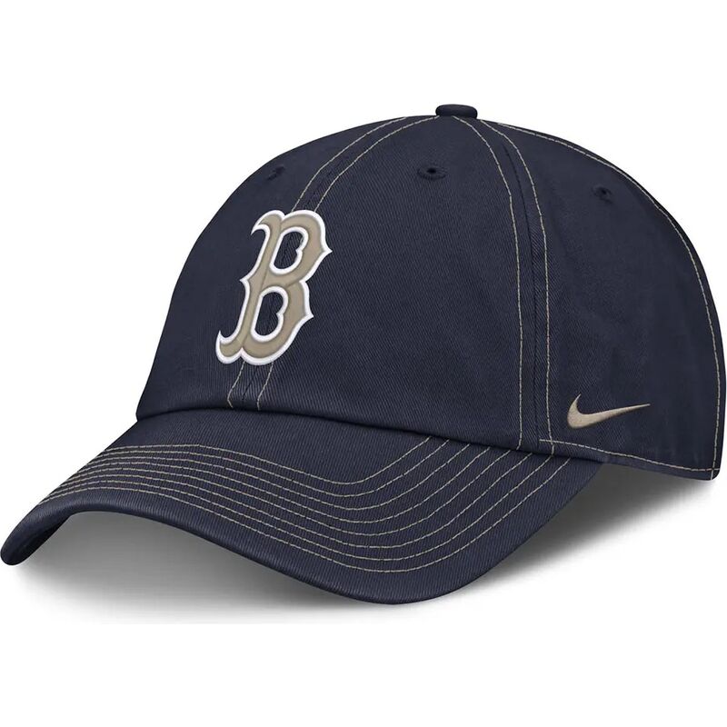 nike-curved-brim-fathers-day-club-unstructured-organic-cotton-boston-red-sox-mlb-navy-blue-adjustable-cap-with-beige-logo nike-curved-brim-fathers-day-club-unstructured-organic-cotton-boston-red-sox-mlb-navy-blue-adjustable-cap-with-beige-logo