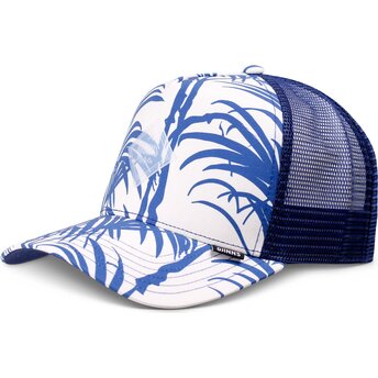 Djinns HFT Allover Palm Blue and White Trucker Hat