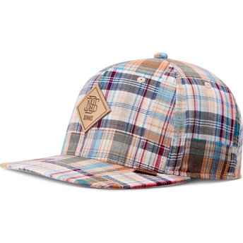 Djinns Flat Brim Patch Check Turquioise Multicolor Snapback Cap