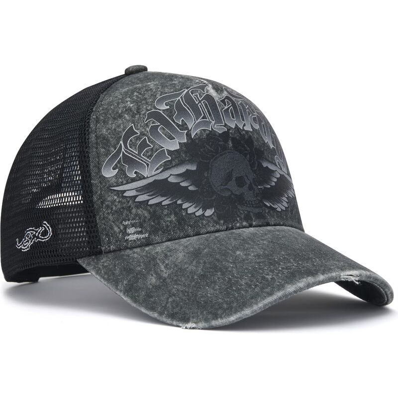 ed-hardy-flaming-gothic-skull-washed-grey-trucker-hat ed-hardy-flaming-gothic-skull-washed-grey-trucker-hat