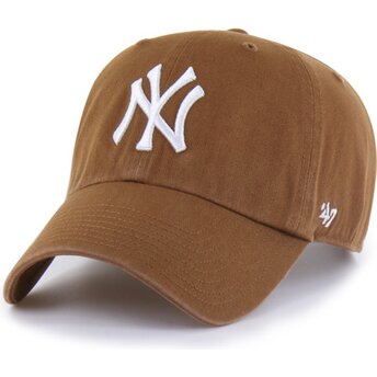 47 Brand Curved Brim Clean Up Pinecone New York Yankees MLB Brown Adjustable Cap