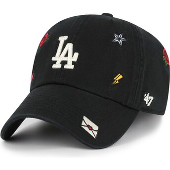 47 Brand Curved Brim Clean Up Multi Scatter Los Angeles Dodgers MLB Black Adjustable Cap