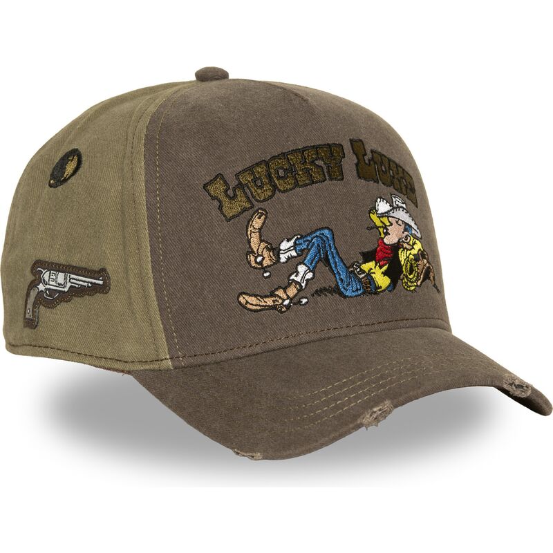 capslab-curved-brim-lucky-luke-lck4-luc-brown-and-green-snapback-cap capslab-curved-brim-lucky-luke-lck4-luc-brown-and-green-snapback-cap