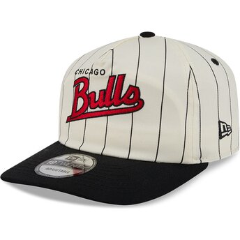 New Era Curved Brim 19TWENTY Pinstripe Chicago Bulls NBA Beige and Black Snapback Cap