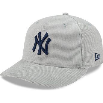 New Era Curved Brim Navy Blue Logo 59FIFTY Cord New York Yankees MLB Grey Fitted Cap