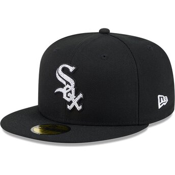New Era Flat Brim 59FIFTY Rhinestone Badge Chicago White Sox MLB Black Fitted Cap