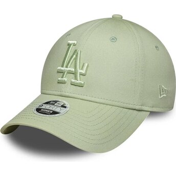 New Era Curved Brim Women Green Logo 9FORTY League Essential Los Angeles Dodgers MLB Green Adjustable Cap