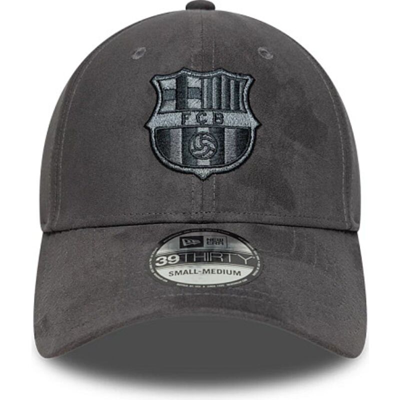 new-era-curved-brim-39thirty-faux-suede-fc-barcelona-laliga-grey-fitted-cap