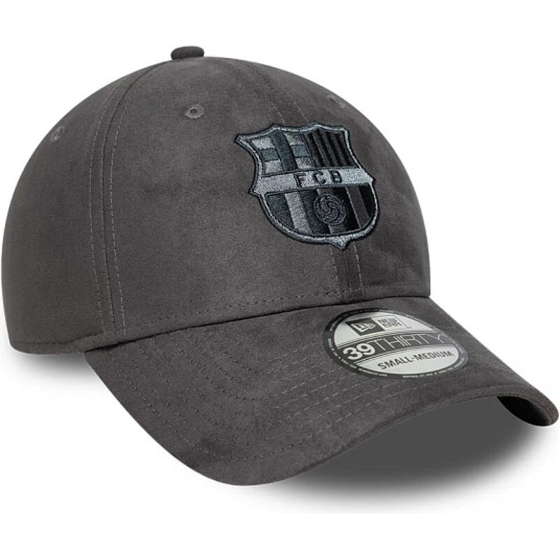 new-era-curved-brim-39thirty-faux-suede-fc-barcelona-laliga-grey-fitted-cap