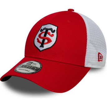 New Era 9FORTY League Stade Toulousain Top 14 Red and White Adjustable Trucker Hat