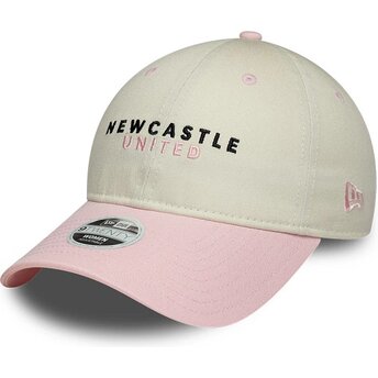 New Era Curved Brim Women 9TWENTY Newcastle United Football Club Premier League Beige and Pink Adjustable Cap