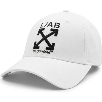 L/AB c/o Off-White™ Curved Brim Black Logo Clamp Arrows Twill White Adjustable Cap