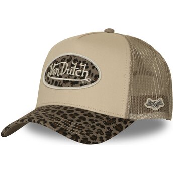 Von Dutch CLA10 Beige and Leopard Trucker Hat