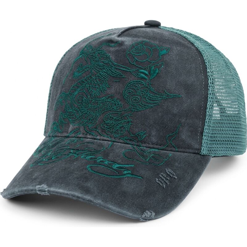ed-hardy-outline-dragon-distressed-black-and-green-trucker-hat