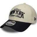 new-era-curved-brim-9forty-m-crown-wordmark-buffalo-new-york-beige-and-navy-blue-adjustable-cap
