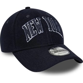 New Era Curved Brim 9FORTY Wordmark New York Yankees MLB Navy Blue Adjustable Cap