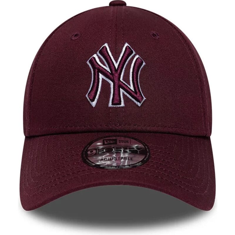 new-era-curved-brim-maroon-logo-9forty-team-outline-new-york-yankees-mlb-maroon-and-red-adjustable-cap new-era-curved-brim-maroon-logo-9forty-team-outline-new-york-yankees-mlb-maroon-and-red-adjustable-cap