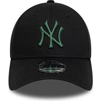New Era Curved Brim Dark Green Logo 9FORTY League Essential New York Yankees MLB Black Adjustable Cap