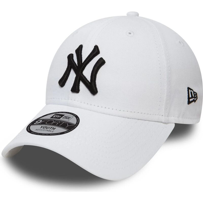 new-era-curved-brim-youth-9forty-league-essential-new-york-yankees-mlb-white-adjustable-cap
