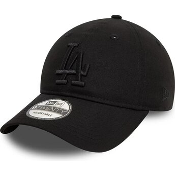 New Era Curved Brim Black Logo 9TWENTY League Essential Los Angeles Dodgers MLB Black Adjustable Cap