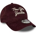 new-era-curved-brim-9twenty-a-frame-cord-script-new-york-yankees-mlb-maroon-adjustable-cap