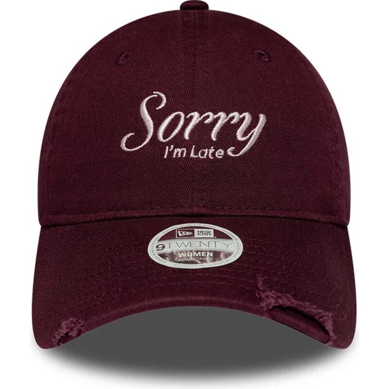 new-era-curved-brim-women-9twenty-slogan-sorry-i-m-late-maroon-adjustable-cap new-era-curved-brim-women-9twenty-slogan-sorry-i-m-late-maroon-adjustable-cap