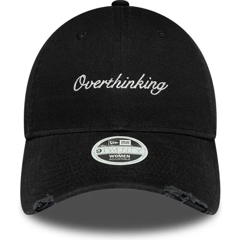 new-era-curved-brim-women-9twenty-slogan-overthinking-black-adjustable-cap new-era-curved-brim-women-9twenty-slogan-overthinking-black-adjustable-cap