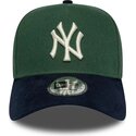 new-era-curved-brim-e-frame-suede-visor-new-york-yankees-mlb-green-and-navy-blue-snapback-cap