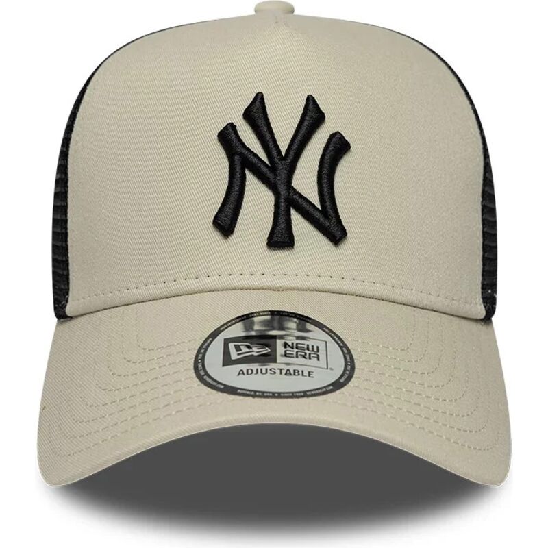 new-era-black-logo-a-frame-league-essential-new-york-yankees-mlb-beige-and-black-trucker-hat new-era-black-logo-a-frame-league-essential-new-york-yankees-mlb-beige-and-black-trucker-hat