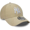 new-era-curved-brim-9forty-entry-cord-new-york-yankees-mlb-beige-snapback-cap