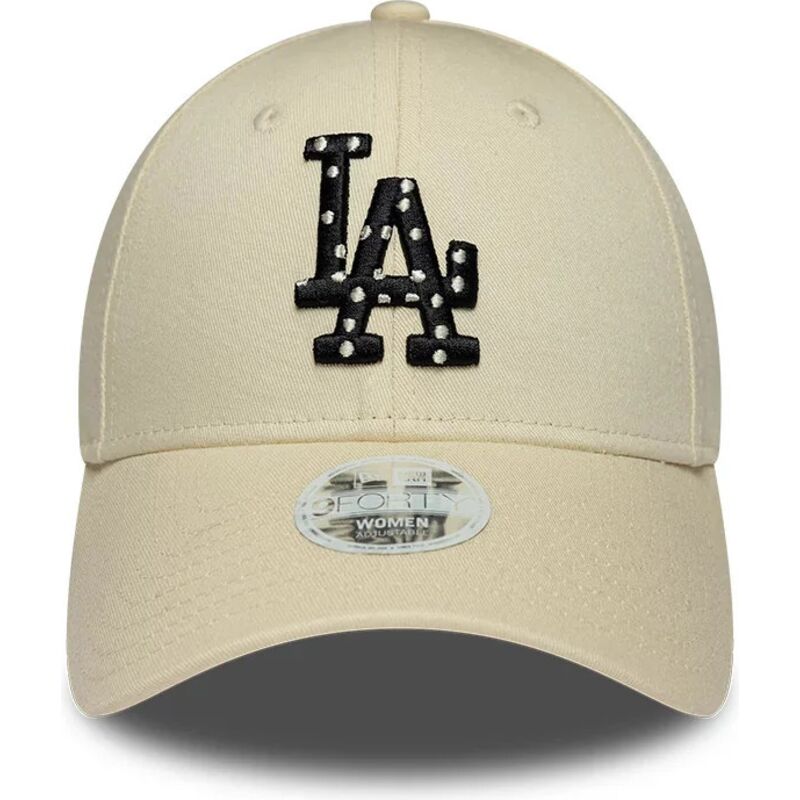 new-era-curved-brim-women-black-logo-9forty-infill-los-angeles-dodgers-mlb-beige-adjustable-cap