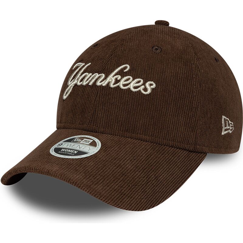 new-era-curved-brim-women-9twenty-cord-script-new-york-yankees-mlb-brown-adjustable-cap