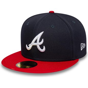 New Era Flat Brim 59FIFTY AC Perf Atlanta Braves MLB Navy Blue and Red Fitted Cap