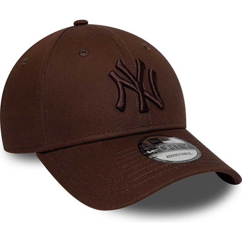 new-era-curved-brim-brown-logo-9forty-league-essential-new-york-yankees-mlb-dark-brown-adjustable-cap