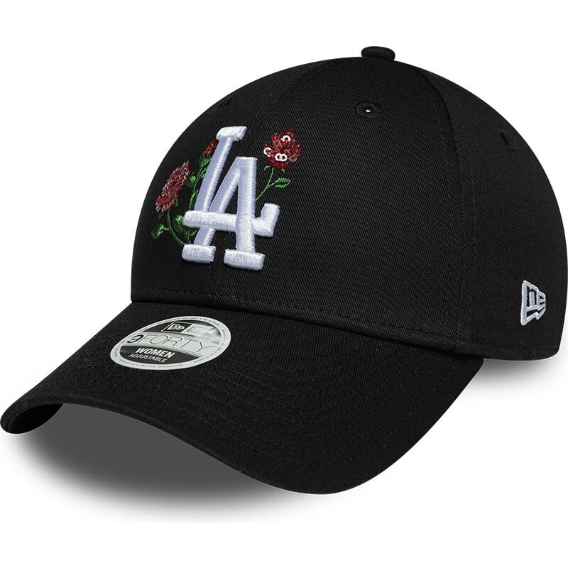 new-era-curved-brim-women-9forty-rose-sequin-los-angeles-dodgers-mlb-black-snapback-cap