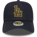 new-era-curved-brim-golden-logo-e-frame-metallic-outline-los-angeles-dodgers-mlb-navy-blue-snapback-cap